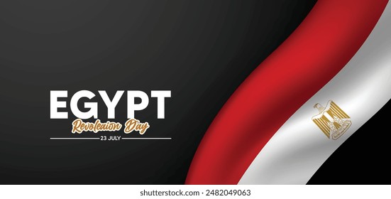 Egypt Revolution Day 23 July waving flag vector poster