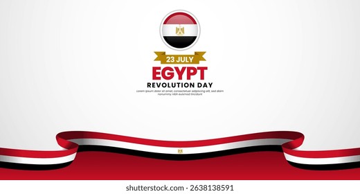 Egypt revolution day banner background 23 July design element with waving ribbon flag