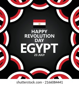 Egypt revolution day celebration vector template with ribbon flags and black background. North African country public holiday greeting card.