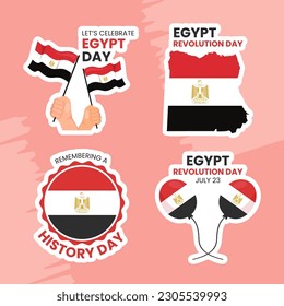 Etiqueta plana de caricatura del Día de la Revolución en Egipto Dibujo plantillas de fondo Ilustración