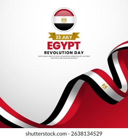 Egypt revolution day Square banner background with waving flag illustration