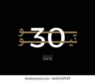 Egypt revolution design in Arabic calligraphy means ( June 30 Egyptian Revolution ) with a black background.