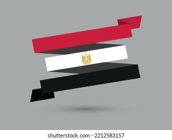 Egypt Ribbon Flag. Vector Illustration.