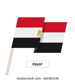 Egypt Ribbon Waving Flag Isolated on White. Vector Illustration. Egypt Flag with Sharp Corners