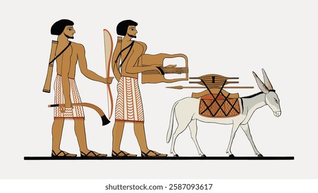 Egypt ritual vintage illustration, ancient design isolated on white, vector.