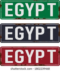 Egypt road sign plate on white background. Country license plate serie.