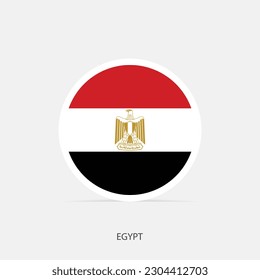 Egypt round flag icon with shadow.