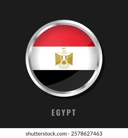 Egypt round framed national flag. Circular glossy flag of Egyptian.