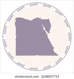 Egypt round logo design. Country shape build of rings. Egypt text around the country. Vector Illustration.