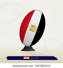 Egypt Rugby Ball on Rugby Kicking Tees with Modern Design. Illustration perfect for sports, national pride, and rugby-related projects.