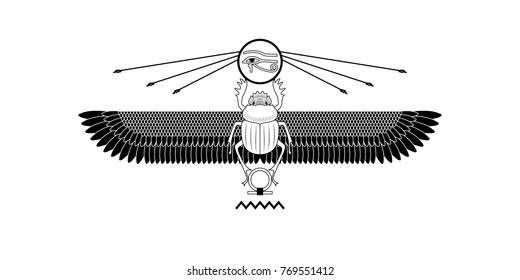 Egypt sacred scarab pattern on white