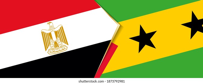 Egypt and Sao Tome and Principe flags, two vector flags symbol of relationship or confrontation.