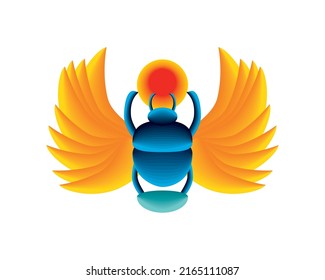 icono plano del scarab de egipto aislado