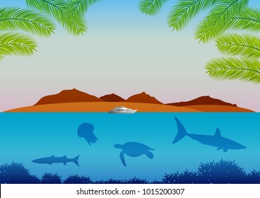 Egypt sea vector tourist agency vector pattern