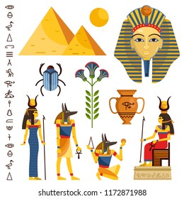 Egypt Set Ancient Egyptian Idols Statues Stock Vector (Royalty Free ...