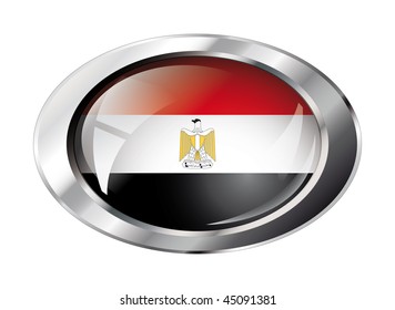 egypt shiny button flag vector illustration. Isolated abstract object against white background.