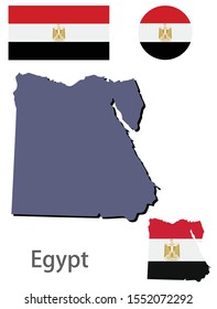 Egypt silhouette and flag vector illustration
