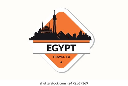 Egypt silhouettes and text on sticker