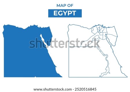 Egypt simple vector map and outline style illustration set