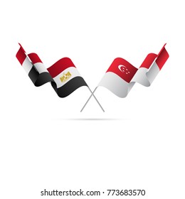 Egypt and Singapore flags crossed. Vector illustration.