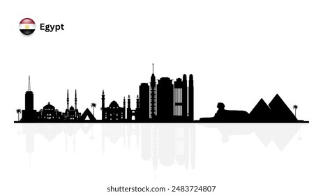 
Ägypten Skyline, Ägypten Stadtbild, Ägypten Wolkenkratzer Gebäude Vektorgrafik Silhouette. Vektorgrafik Illustrator