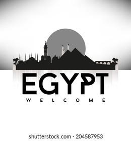 Egypt Skyline Silhouette Black design, vector illustration.