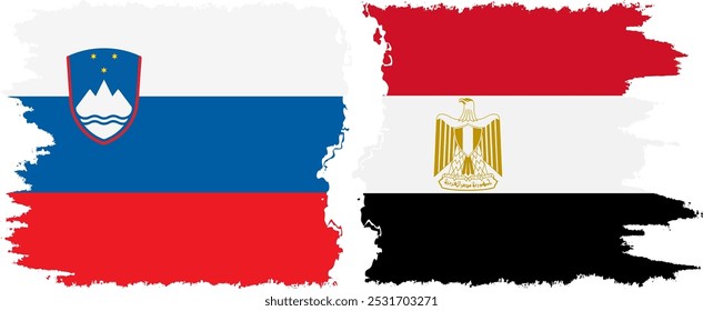 Egypt and Slovenia grunge flags connection, vector