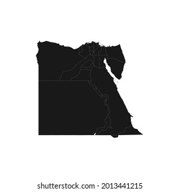 Egipto mapa negro suave con detalles blancos fondo blanco aislado, eps 10