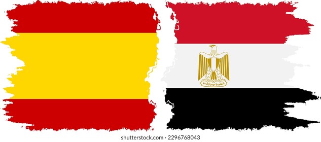 Egypt and Spain grunge flags connection, vector