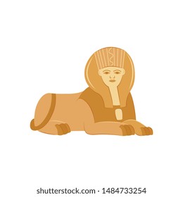 Egypt sphinx the famous historical landmark flat vector illustration isolated on white background. Egyptian pharaoh tombs ancient architecture tourists symbol.