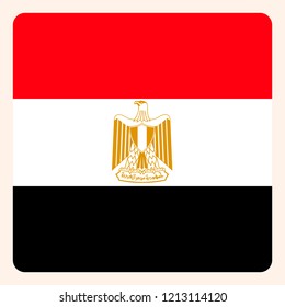 Botón de bandera cuadrada de Egipto, señal de comunicación en medios sociales, icono comercial.