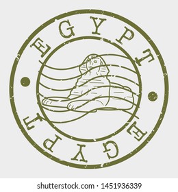 Egypt Stamp. Sphinx Silhouette Seal. Round Design. Vector Icon. Design Retro Insignia.