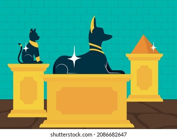 egypt statues poster on podiums