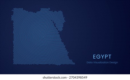 Egypt stylized dotted map in modern circular data tech visualization concept.