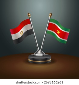 ÄGYPTEN und Suriname-Tabelle kennzeichnet Beziehung mit Farbverlauf-Hintergrund. Vektorgrafik