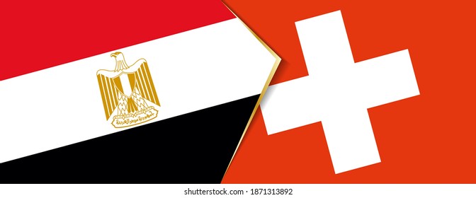 Ägypten und die Schweiz sind Flaggen, zwei Vektorflaggen Symbol für Beziehung oder Konfrontation.