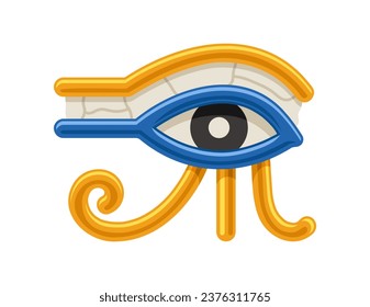 Egypt symbol concept. Eye of egyptian god or goddess. African culture and history. Poster or banner for website. Cartoon flat vector illustration isolated on white background