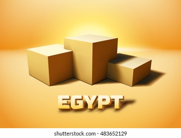 Egypt symbolic pyramid ruins represented with cube pedestal