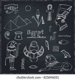 Egypt symbols set Sketches. Hand-drawing. Vector illustration of for design and packages product.