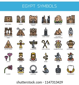 Egypt Symbols , Thin Line and Pixel Perfect Icons