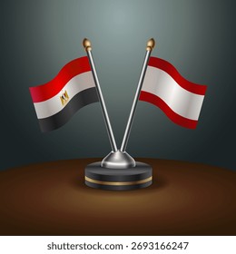 ÄGYPTEN- und Tahiti-Tabellenflaggen mit Farbverlauf-Hintergrund. Vektorgrafik