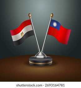 La tabla de EGIPTO y Taiwán marca la relación con el fondo de gradiente. Ilustración vectorial