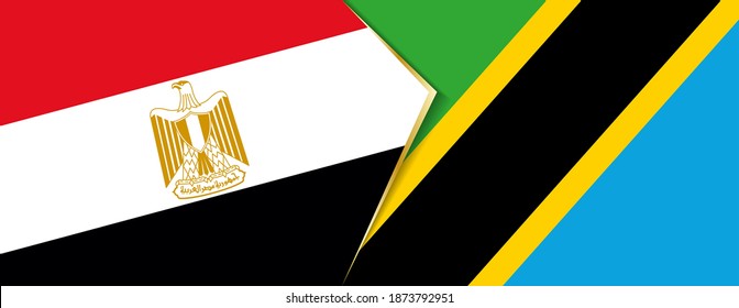 Ägypten und Tansania flaggen, zwei Vektorfahnen Symbol für Beziehung oder Konfrontation.