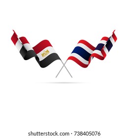 Egypt and Thailand flags. Crossed flags. Vector illustration.