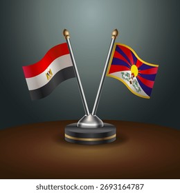 EGYPT and Tibet table flags relation  with gradient backgrund. Vector Illustration