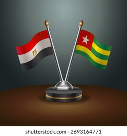 EGYPT and Togo table flags relation  with gradient backgrund. Vector Illustration