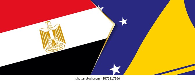 Egypt and Tokelau flags, two vector flags symbol of relationship or confrontation.