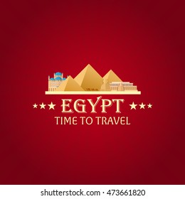 Egypt. Tourism. Travelling illustration. Modern flat design. Egypt travel. Pyramid