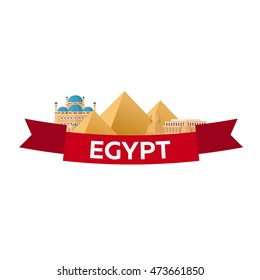 Egypt. Tourism. Travelling illustration. Modern flat design. Egypt travel. Pyramid