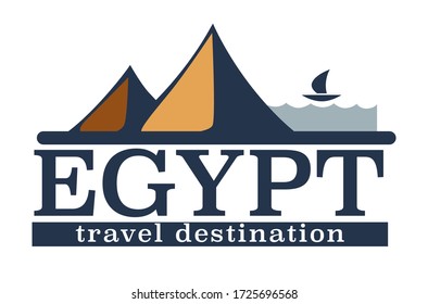 Egypt travel destination, banner with pyramids, famous sightseeing in African country. Remains of greatest construction, ancient architecture of civilization, historical monument, vector in flat